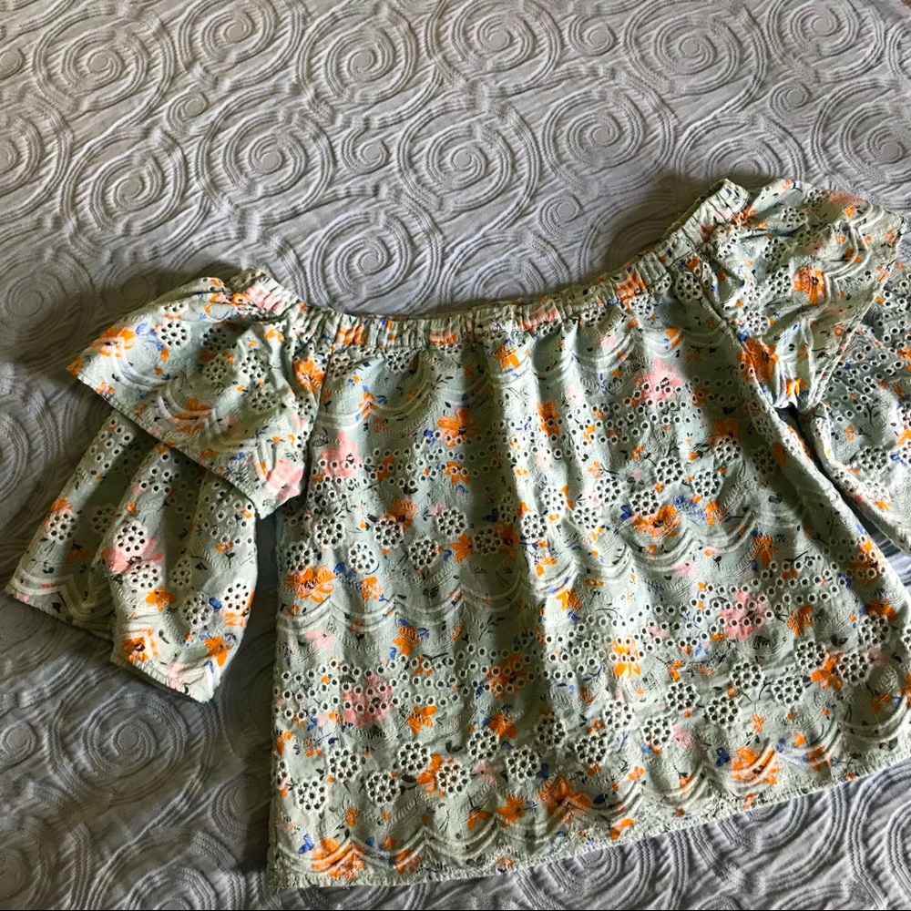 Anthropologie LAIA Off-Shoulder Eyelet Top